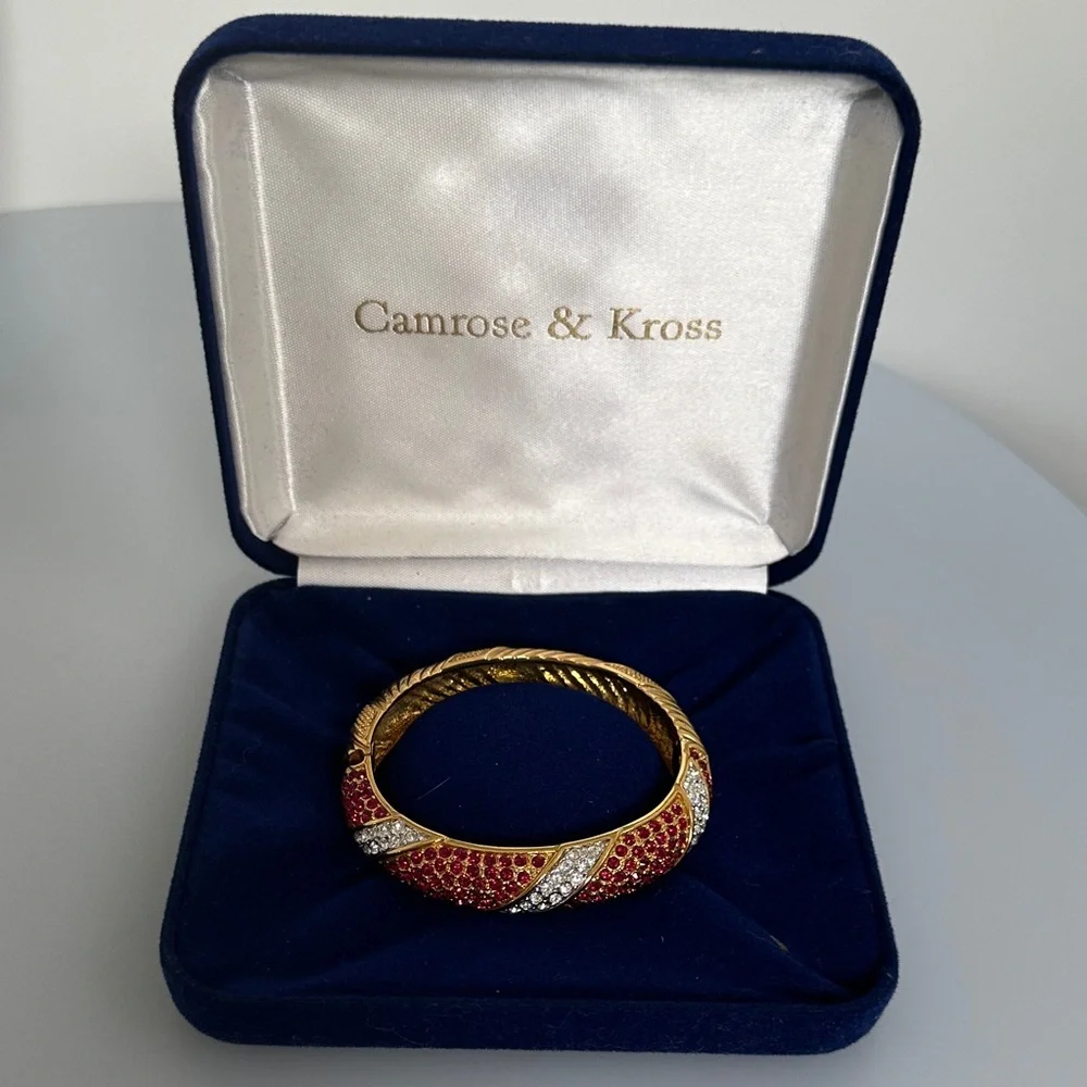Camrose & Kross Jacqueline BouvierGold-Tone Bracelet with Red and Clear Crystals